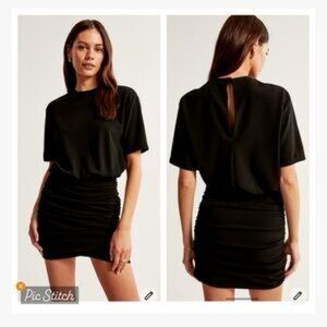 Abercrombie & Fitch Black Ruched Mini Dress in size XXSP.